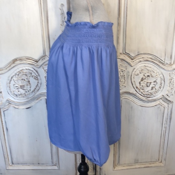 Ann Taylor Petite Sky Blue Smocked Neckline Off Shoulder Long Sleeve Blouse S/MP - Picture 6 of 9